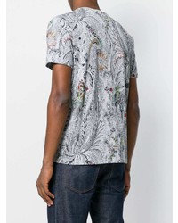 graues T-Shirt mit einem Rundhalsausschnitt mit Paisley-Muster von Etro