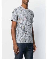 graues T-Shirt mit einem Rundhalsausschnitt mit Paisley-Muster von Etro