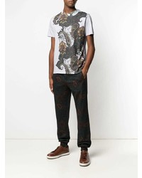 graues T-Shirt mit einem Rundhalsausschnitt mit Paisley-Muster von Etro