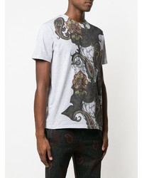 graues T-Shirt mit einem Rundhalsausschnitt mit Paisley-Muster von Etro