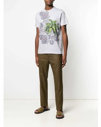 graues T-Shirt mit einem Rundhalsausschnitt mit Paisley-Muster von Etro