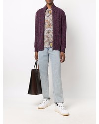 graues T-Shirt mit einem Rundhalsausschnitt mit Paisley-Muster von Etro