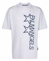 graues T-Shirt mit einem Rundhalsausschnitt mit Sternenmuster von Palm Angels