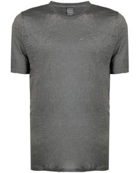 graues T-Shirt mit einem Rundhalsausschnitt von 120% Lino