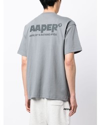 graues T-Shirt mit einem Rundhalsausschnitt von AAPE BY A BATHING APE