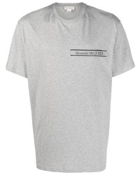graues T-Shirt mit einem Rundhalsausschnitt von Alexander McQueen