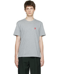graues T-Shirt mit einem Rundhalsausschnitt von AMI Alexandre Mattiussi