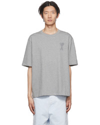 graues T-Shirt mit einem Rundhalsausschnitt von AMI Alexandre Mattiussi