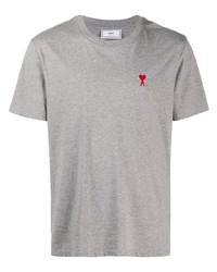 graues T-Shirt mit einem Rundhalsausschnitt von Ami Paris