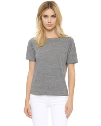 graues T-Shirt mit einem Rundhalsausschnitt von Amo