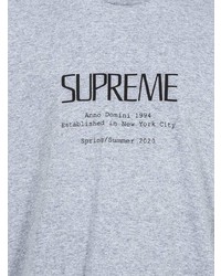 graues T-Shirt mit einem Rundhalsausschnitt von Supreme