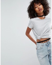 graues T-Shirt mit einem Rundhalsausschnitt von Asos