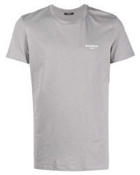 graues T-Shirt mit einem Rundhalsausschnitt von Balmain