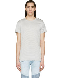 graues T-Shirt mit einem Rundhalsausschnitt von Balmain