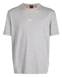 graues T-Shirt mit einem Rundhalsausschnitt von BOSS