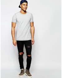 graues T-Shirt mit einem Rundhalsausschnitt von Asos