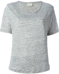 graues T-Shirt mit einem Rundhalsausschnitt von By Malene Birger