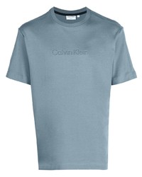 graues T-Shirt mit einem Rundhalsausschnitt von Calvin Klein
