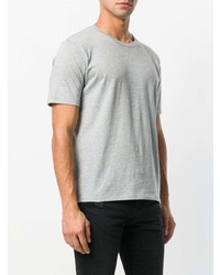 graues T-Shirt mit einem Rundhalsausschnitt von Saint Laurent