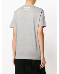 graues T-Shirt mit einem Rundhalsausschnitt von Prada
