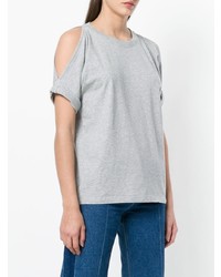 graues T-Shirt mit einem Rundhalsausschnitt von MM6 MAISON MARGIELA