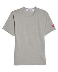 graues T-Shirt mit einem Rundhalsausschnitt von Comme Des Garcons Play