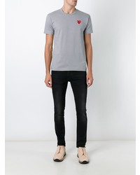 graues T-Shirt mit einem Rundhalsausschnitt von Comme Des Garcons Play