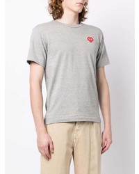 graues T-Shirt mit einem Rundhalsausschnitt von Comme Des Garcons Play