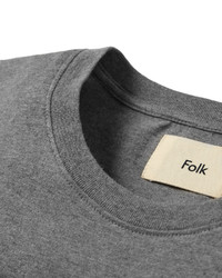 graues T-Shirt mit einem Rundhalsausschnitt von Folk