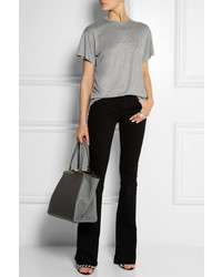 graues T-Shirt mit einem Rundhalsausschnitt von Victoria Beckham