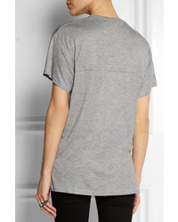 graues T-Shirt mit einem Rundhalsausschnitt von Victoria Beckham