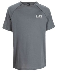 graues T-Shirt mit einem Rundhalsausschnitt von Ea7 Emporio Armani