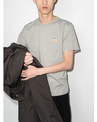 graues T-Shirt mit einem Rundhalsausschnitt von MAISON KITSUNÉ