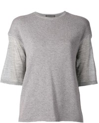 graues T-Shirt mit einem Rundhalsausschnitt von Giambattista Valli
