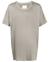 graues T-Shirt mit einem Rundhalsausschnitt von Greg Lauren