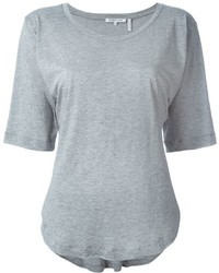 graues T-Shirt mit einem Rundhalsausschnitt von Helmut Lang