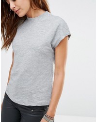 graues T-Shirt mit einem Rundhalsausschnitt von Noisy May
