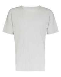 graues T-Shirt mit einem Rundhalsausschnitt von Homme Plissé Issey Miyake