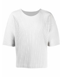 graues T-Shirt mit einem Rundhalsausschnitt von Homme Plissé Issey Miyake