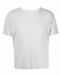 graues T-Shirt mit einem Rundhalsausschnitt von Homme Plissé Issey Miyake