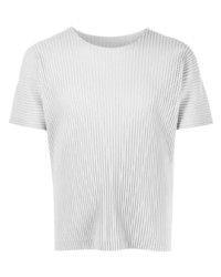 graues T-Shirt mit einem Rundhalsausschnitt von Homme Plissé Issey Miyake