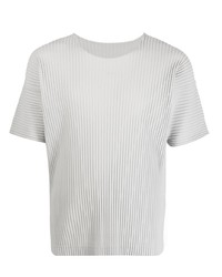 graues T-Shirt mit einem Rundhalsausschnitt von Homme Plissé Issey Miyake