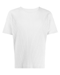 graues T-Shirt mit einem Rundhalsausschnitt von Homme Plissé Issey Miyake