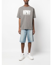 graues T-Shirt mit einem Rundhalsausschnitt von Heron Preston