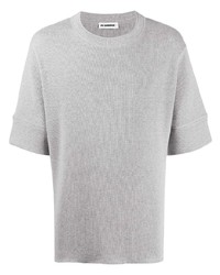 graues T-Shirt mit einem Rundhalsausschnitt von Jil Sander