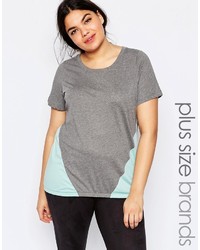 graues T-Shirt mit einem Rundhalsausschnitt von Junarose