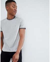 graues T-Shirt mit einem Rundhalsausschnitt von Le Breve