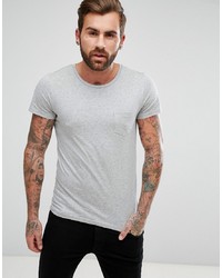 graues T-Shirt mit einem Rundhalsausschnitt von Lee