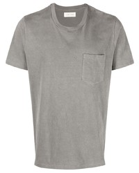 graues T-Shirt mit einem Rundhalsausschnitt von Les Tien