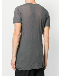 graues T-Shirt mit einem Rundhalsausschnitt von Rick Owens